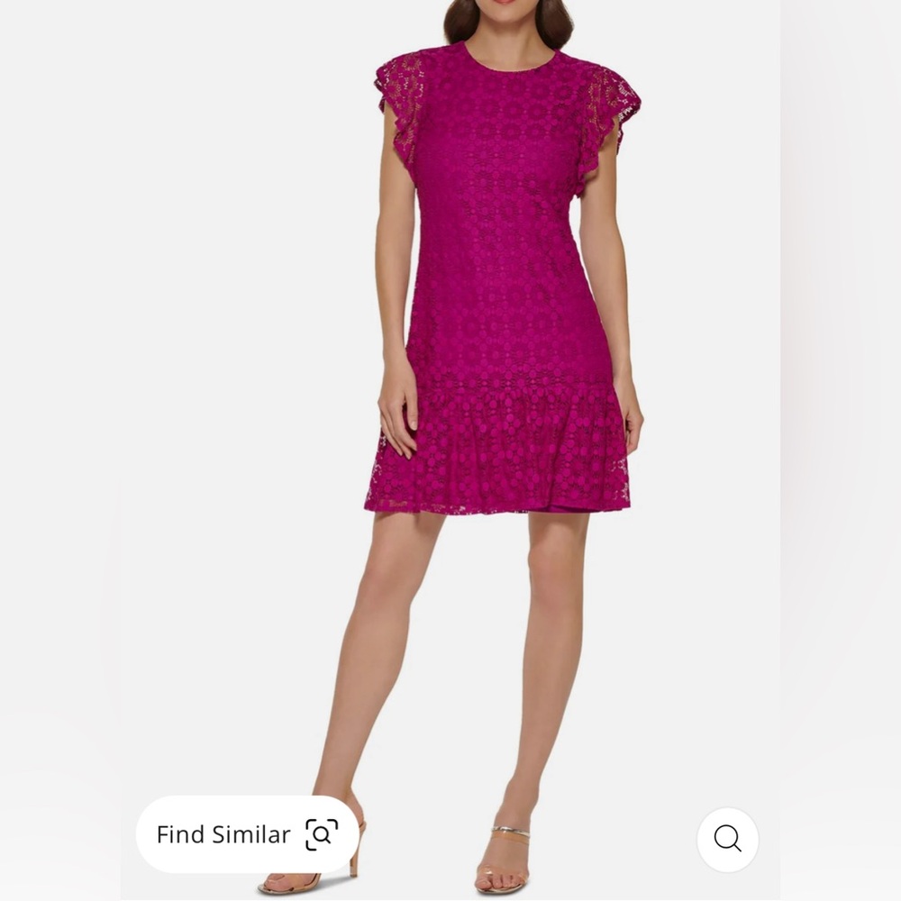 DKNY Lacey Short Fit & Flare Dress - Magnolia (M) NEW with tags